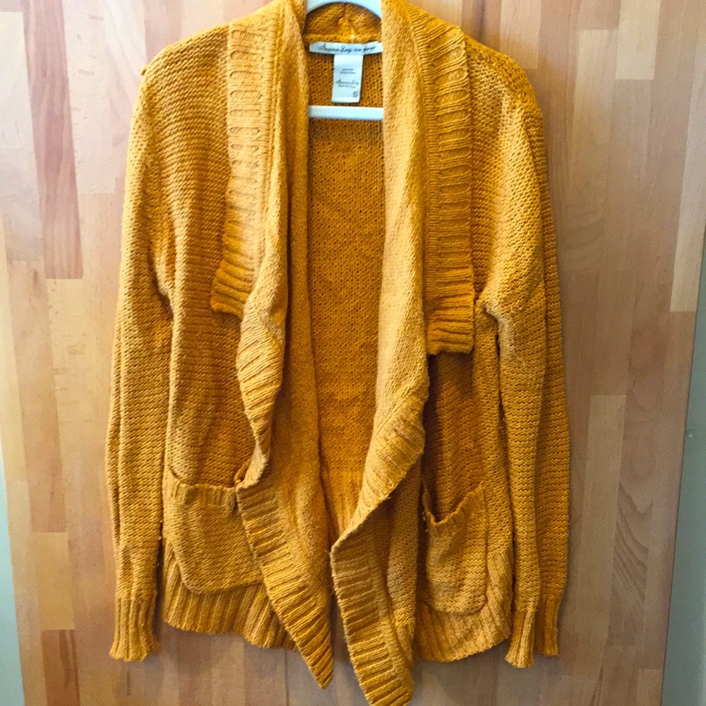 COPY - S goldenrod open knit sweater